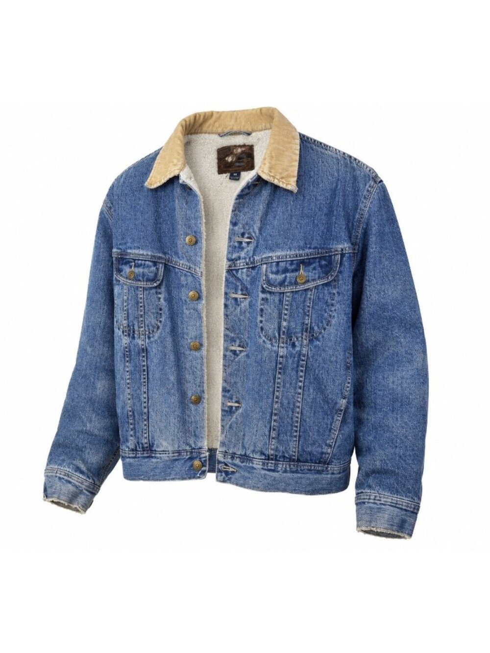 Vintage Denver Hayes Sherpa Lined Denim Jacket Mens XL 44 Trucker Blue Button